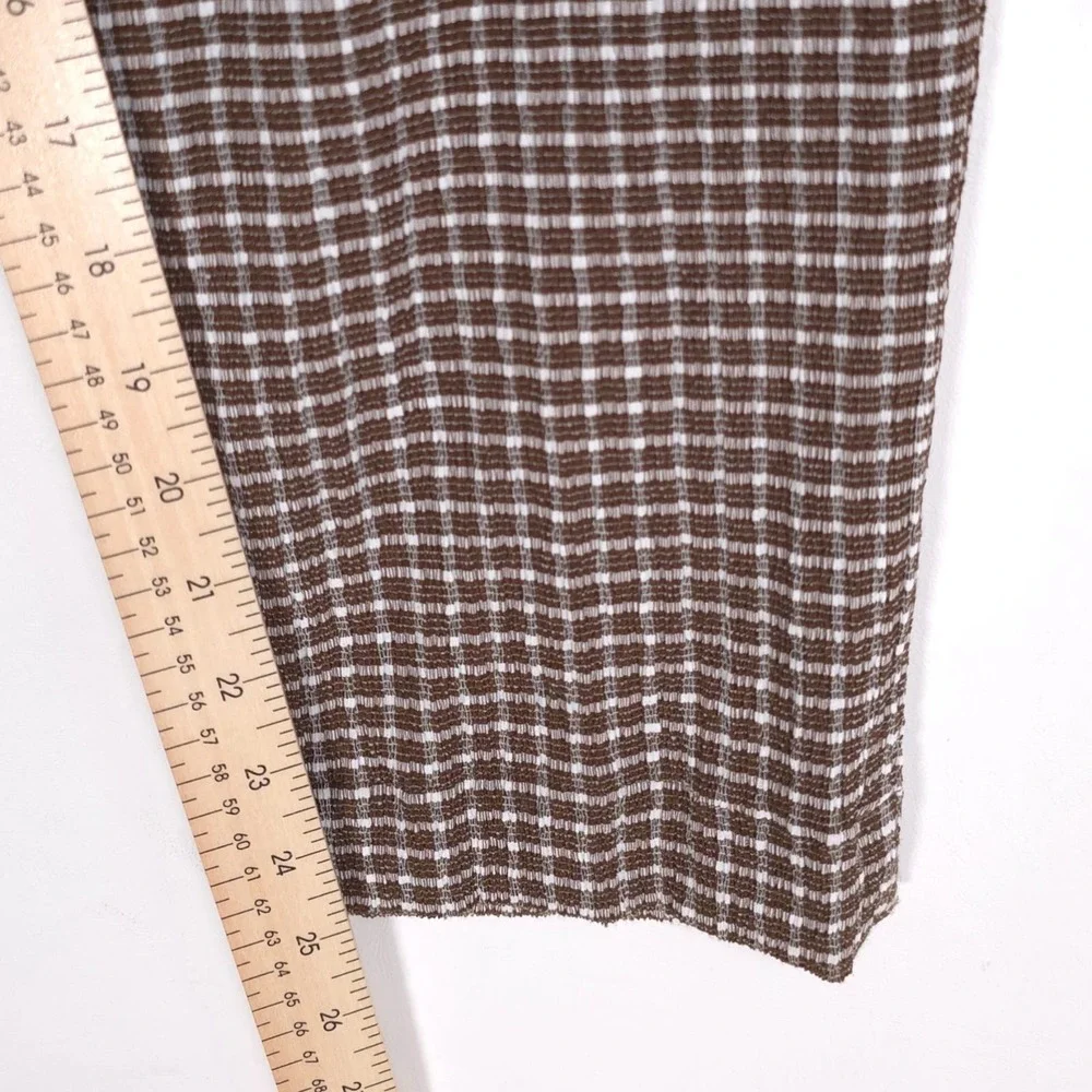 ANTHROPOLOGIE Sanctuary New Pants XL Women's Westside Check Chocolate Crop Brown - Picture 8 of 13